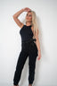 High Waist Cargo Cuffed Pants Black