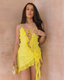 Lace Up Front Dress Yellow