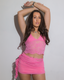 Halter Crop & Skirt Set With Netted Detail Pink